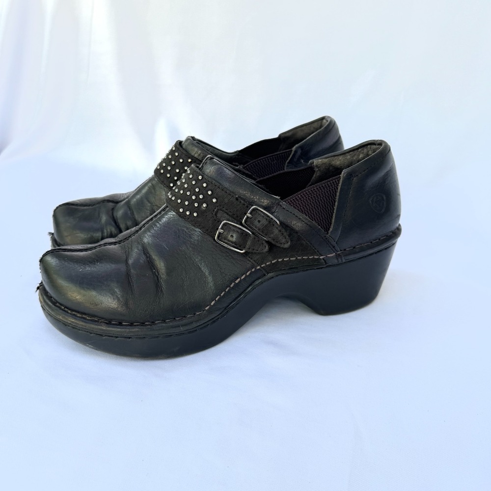 Ariat Sheila Clogs Womens 9B Black Leather Studded Slip On Boho Comfort